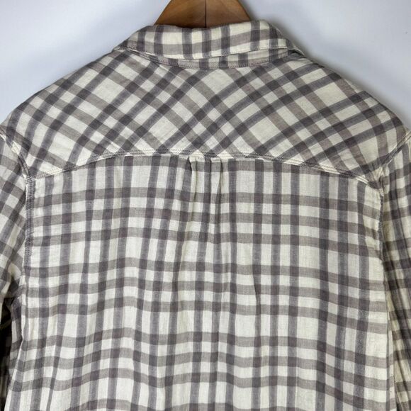 California Tailor Shirt No 1 Womens Large Ivory Plaid Button Down Made in USA - Picture 7 of 12